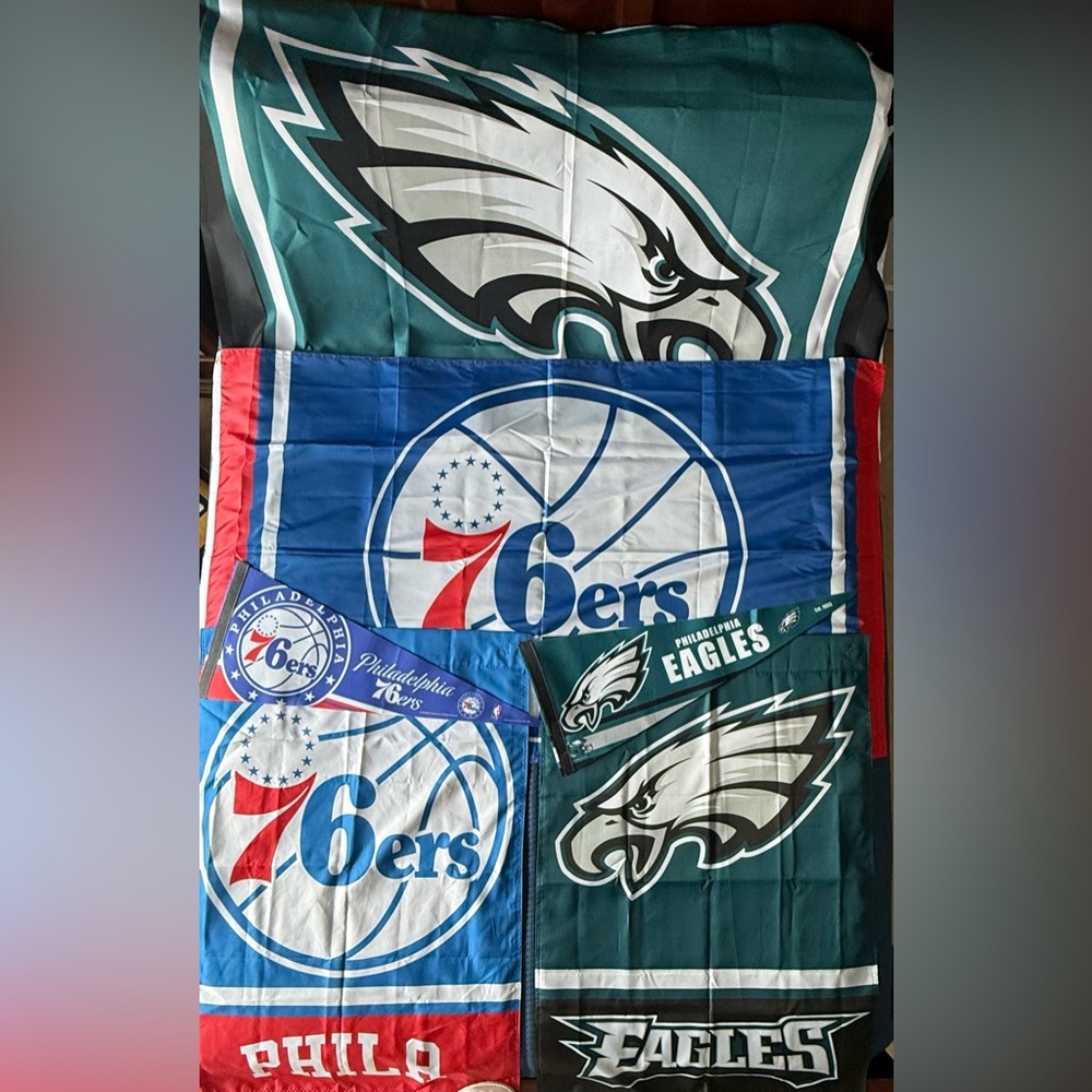 Philadelphia Eagles and 76ers Flags and Banners